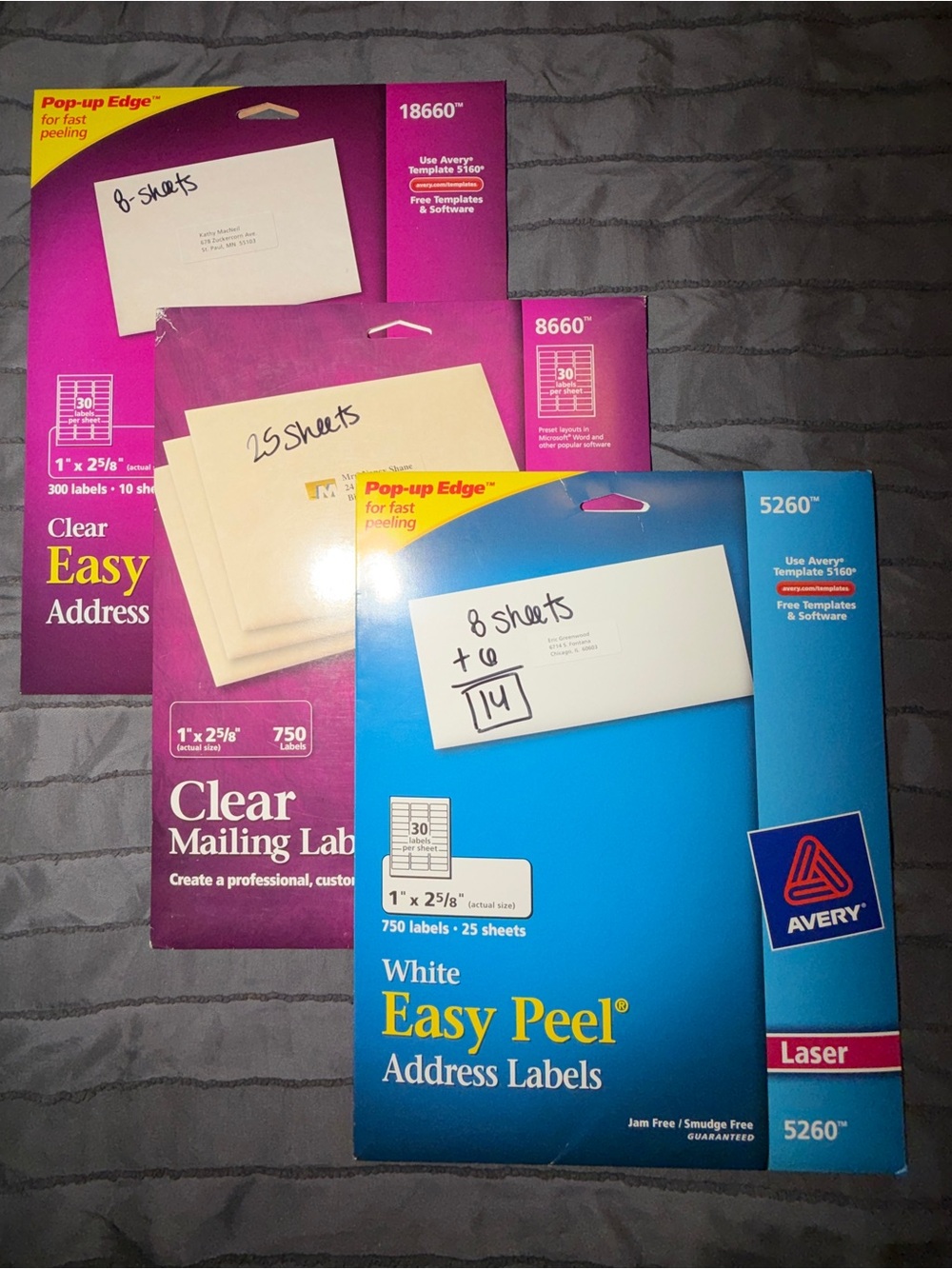Avery Label Bundle – Mixed Styles & Sizes (Partial Packs)